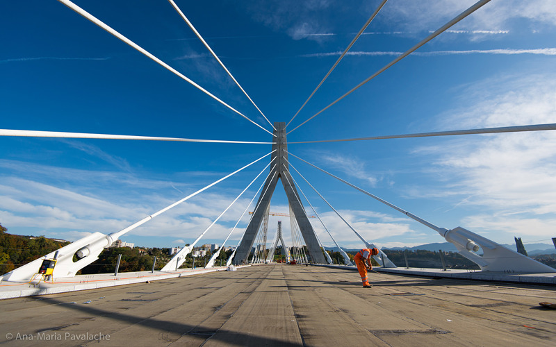 Poye Brücke Freiburg, in Konstruktion