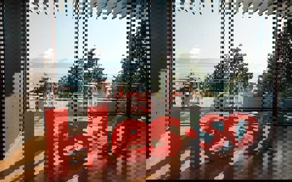 Lettre blocks of HES-SO in the Olympic Museum in Lausanne.