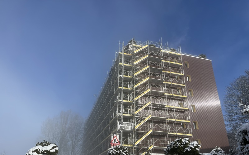 Immeuble en rénovation, Fribourg, quartier du Schoenberg Immeuble en rénovation à Fribourg, quartier du Schoenberg, décembre 2024